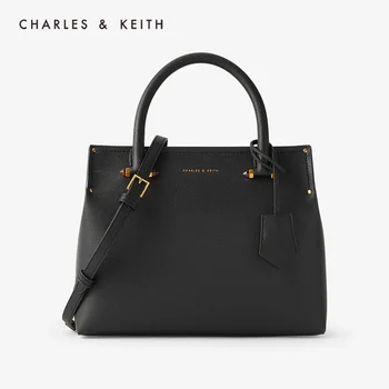 

CHARLES＆KEITH New Arrival for Winter2020CK2-30781351Women's solid color shoulder bag large-capacity handbag with tag decoration