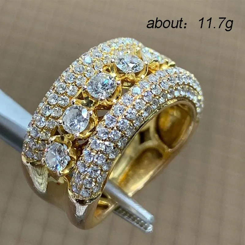 Хип-хоп микро проложенное мужское кольцо Стразы Iced Out Bling большой круглый панк золотого цвета заполненные кольца для женщин ювелирные аксессуары O3M417