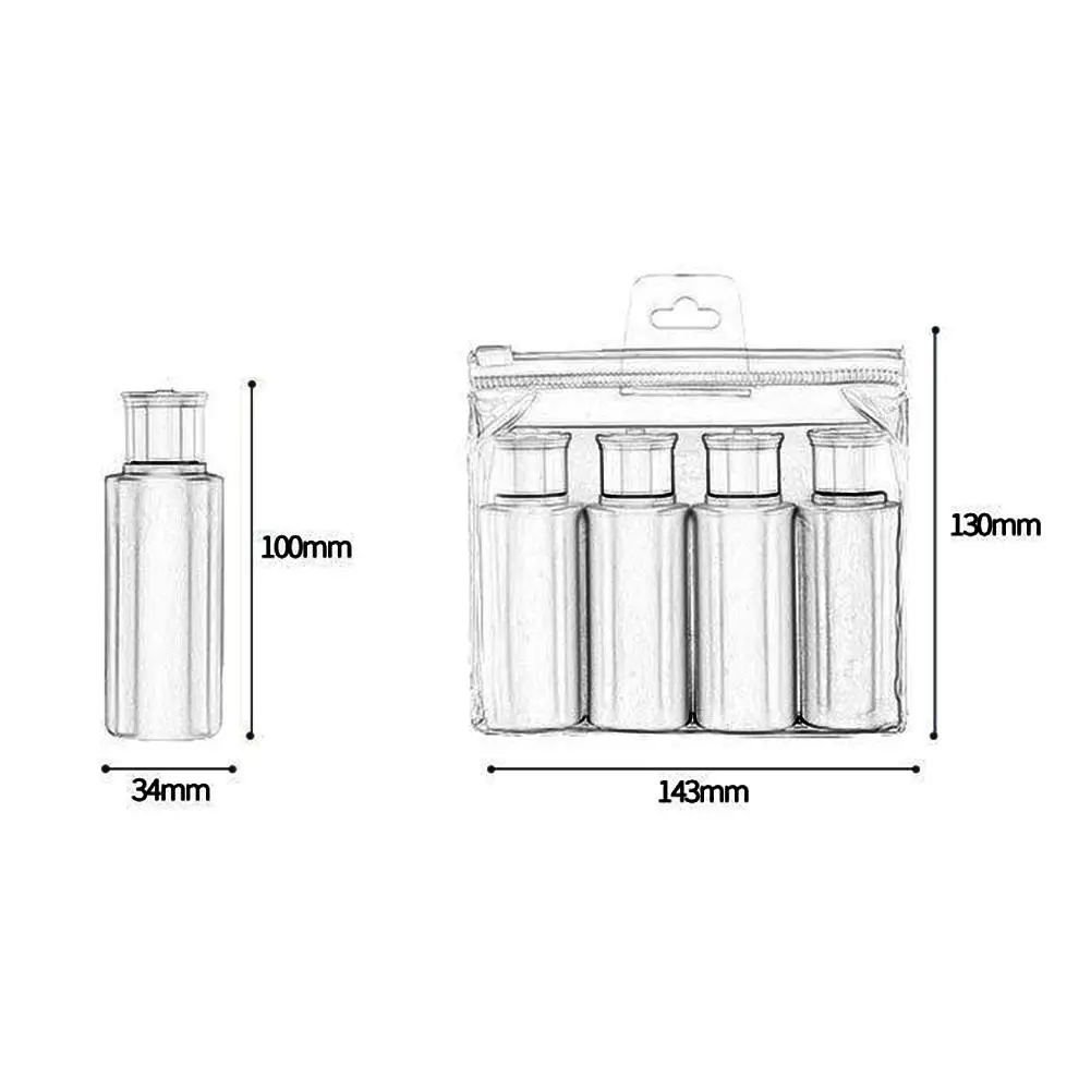 4 бутылки Портативные косметические Бутылочки для поездок герметичные сжимаемые силиконовые трубки Путешествия Размер туалетные принадлежности контейнеры