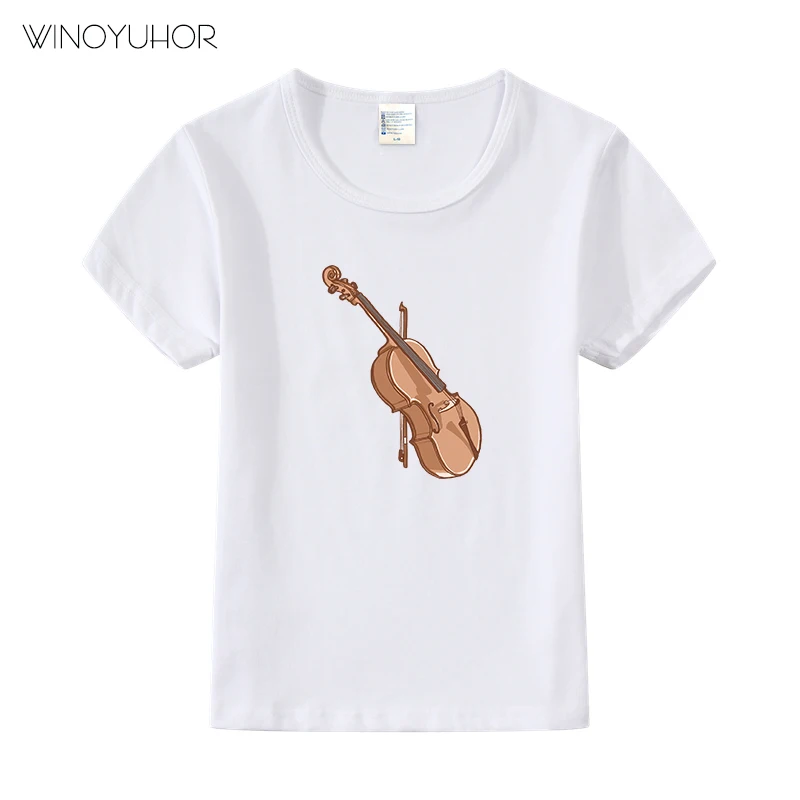 

New Arrival Kids T-Shirt Violin Cartoon Print Tshirt Clothes Children Summer Casual Boys Girls T Shirt Music Tee Tops