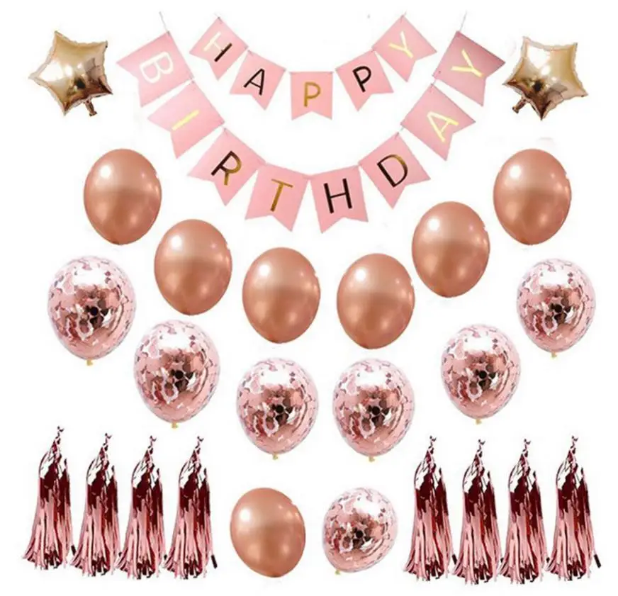 Rose Gold Aluminum Film Balloon Set Birthday Balloon Party Accessories Party Suit Aluminum Film Balloon Printing Party