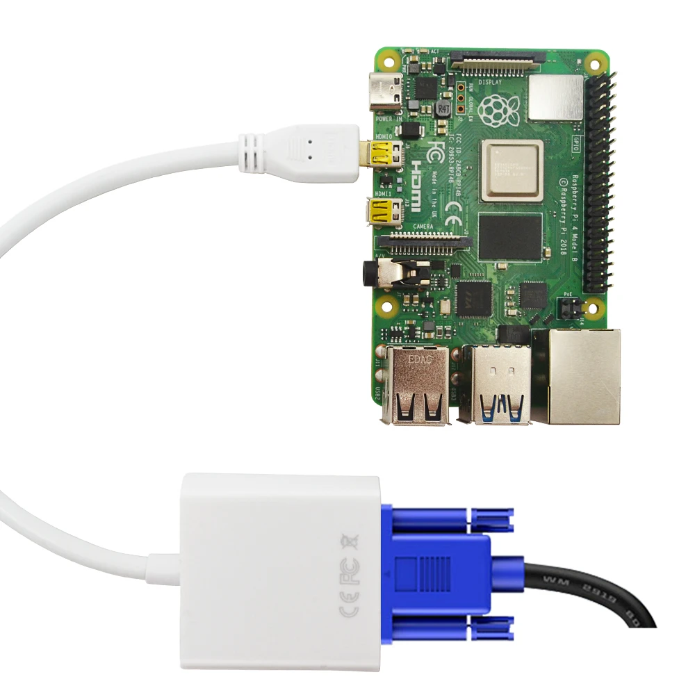 Raspberry pi 4micro VGA adapter With data cable with Audio Port Computer,Desktop,Laptop,PC,Monitor