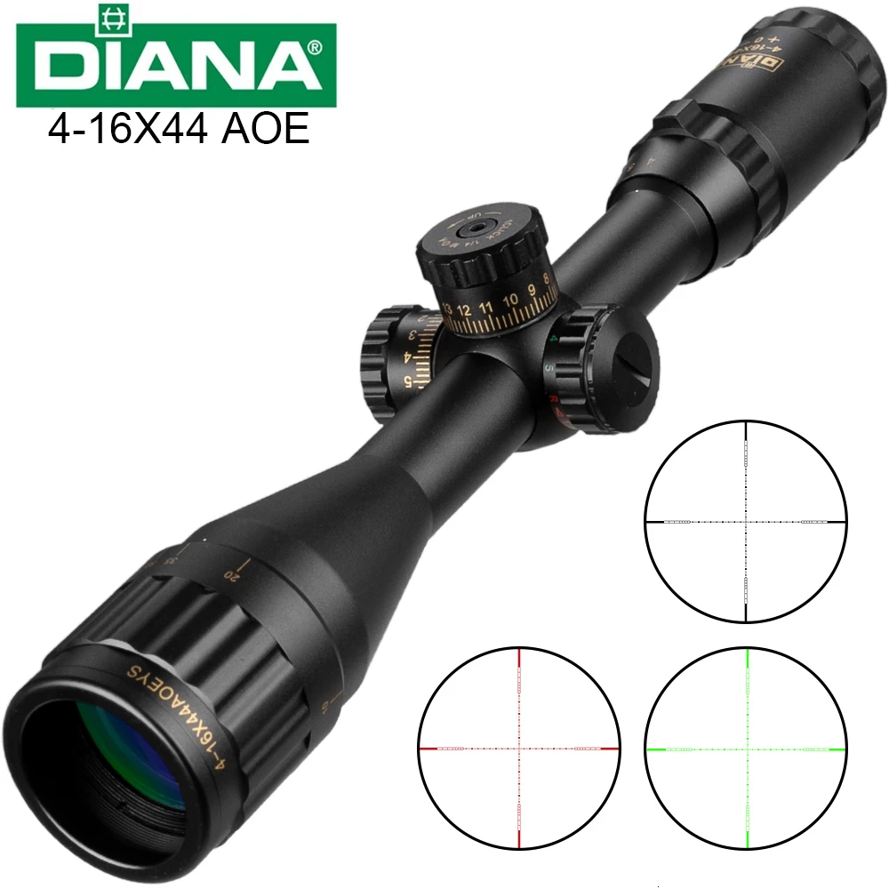 Охотничий Тактический оптический прицел DIANA 4 16x44 ночной Снайперский с зелено