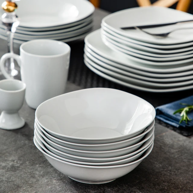 Malacasa Elisa 40 Darabos Porcelán Étkészlet Vacsora Tányérokkal Leves Tál Desszert Tányér Tojás Stand-Kupa Szolgáltatás 8-Hoz - Image 6