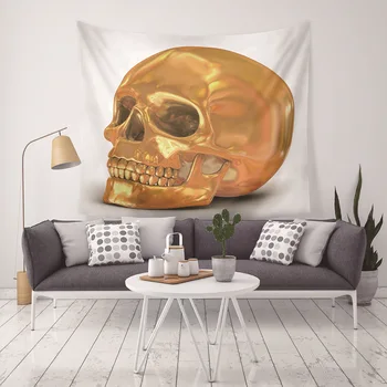 

Tapestry Skull Gold Can Diy Custom Made You Picture Photo Tapestry House Bedroom Dorm Room Rivacy Shade Curtain Mural E0426