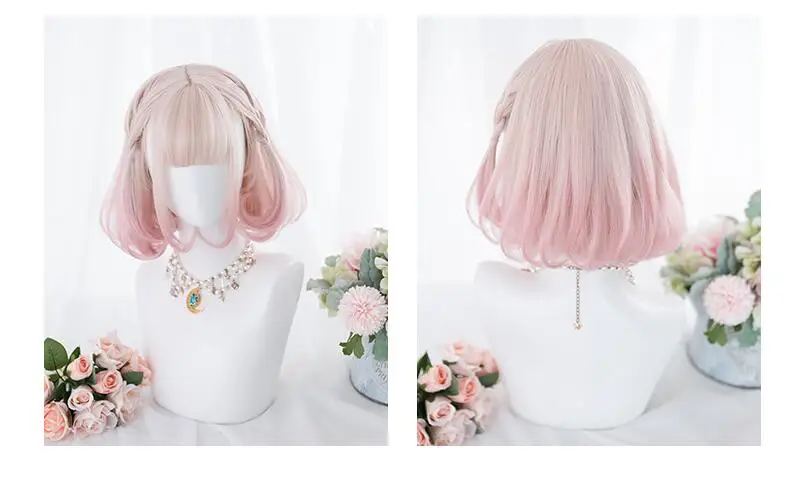 WIG ONLY Принцесса сладкий японский парик Лолиты Лолита парик Вишневый цветок слоеного окрашенные парик с двойным тигром рот зажимы - Цвет: WIG ONLY