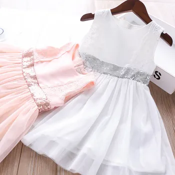 

2020 Summer Girls Lace Sequined Vest Dress Children's Clothing Wholesale
