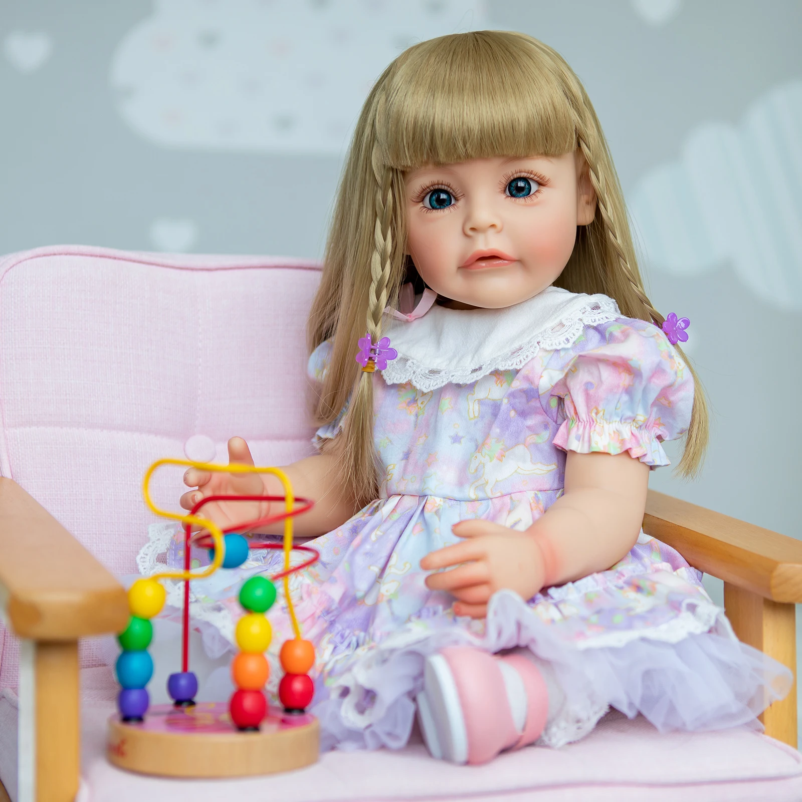 

Npk Original 22 inch Baby Doll blond Hair Girl Reborn Toddler Soft full vinyl Silicone Realistic Doll Playing Toys For Kids