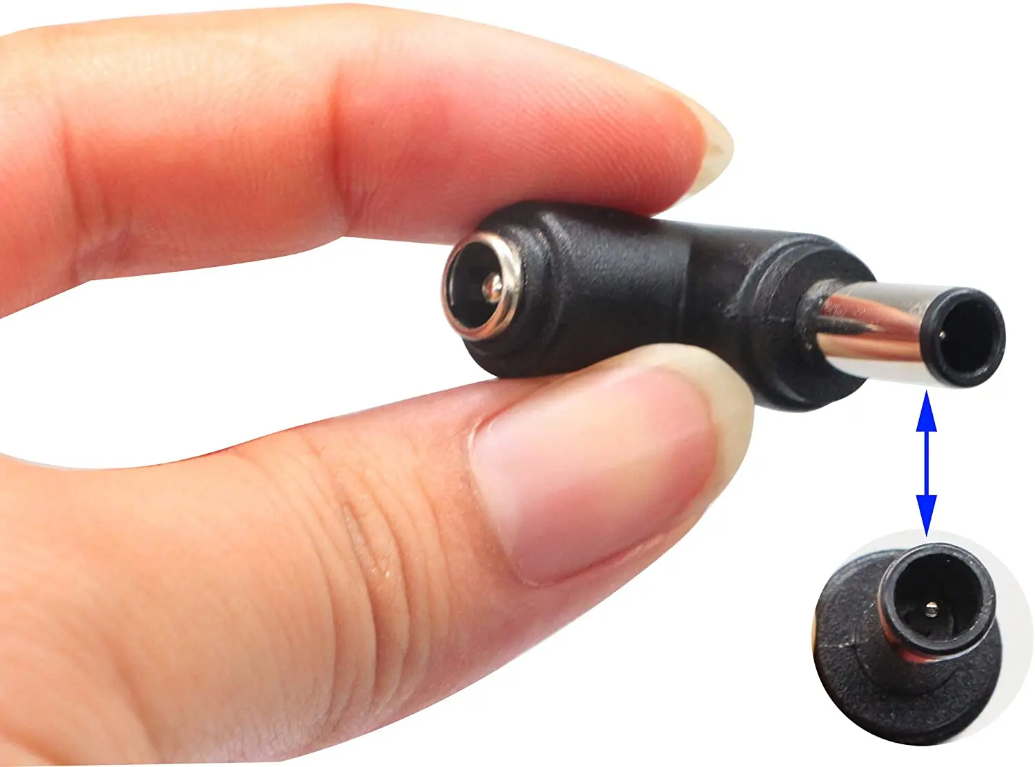2pack DC6.0x4.3mm Male 90 Degree Angle to DC5.5x2.1mm Female Adapter DC Barrel Power Jack Charging Cable Connector for Tablet