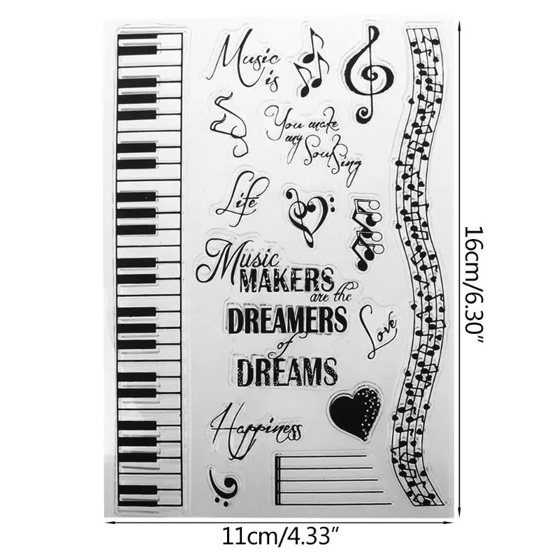 Music Dreams DIY Silicone Clear Stamp Cling Seal Scrapbook Embossing Album Decor