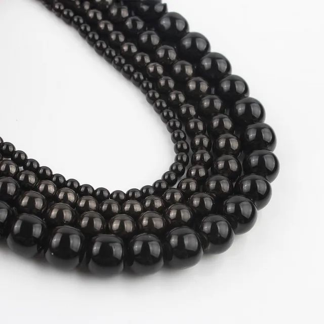 Natural Stone Beads Black Hematite Zebra Jespers Round Spacer Beads for Jewelry Making DIY Bracelet Necklace Accessories 15'' Black Hematite