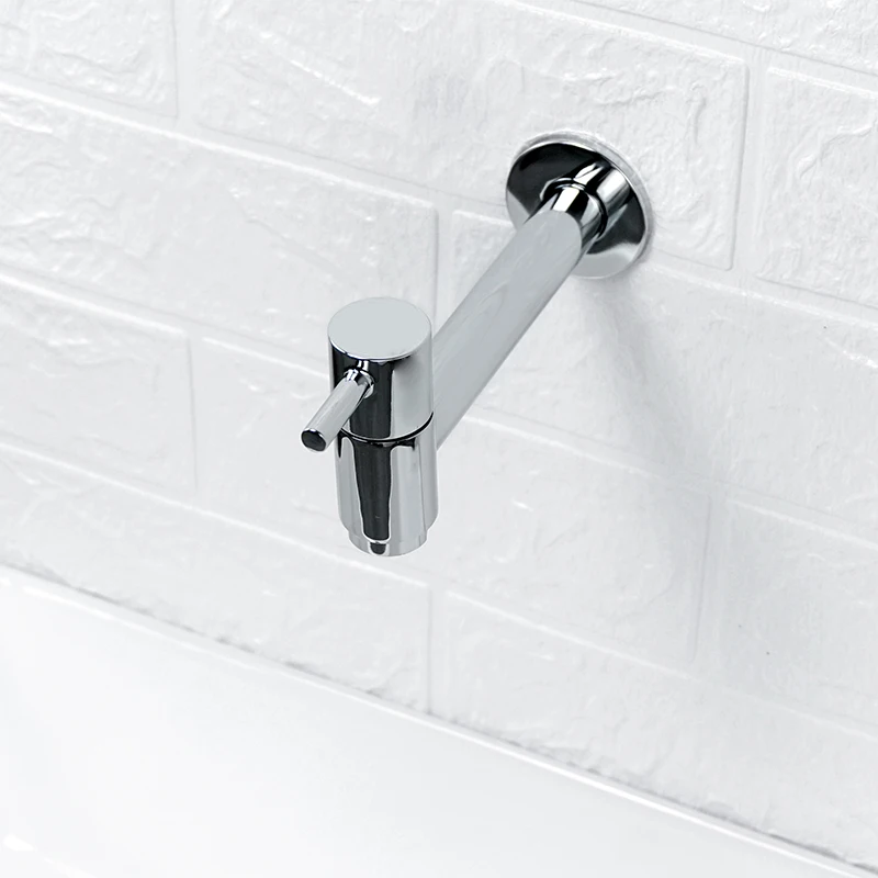 Outdoor Garden Wall Mounted Extra Long Mop Washing Faucet Bathroom Washing Machine Water Tap Solid Brass Single Cold Sink Faucet
