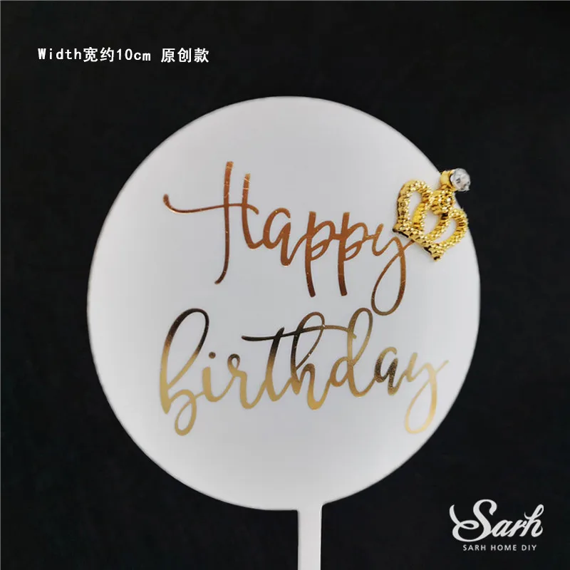 2pc crown birthday A Искусственные цветы, топперы для торта, олень, день рождения, декор для юбилея, детский душ, принадлежности для выпечки, детские подарки для девочек - Цвет: 2pc crown birthday A