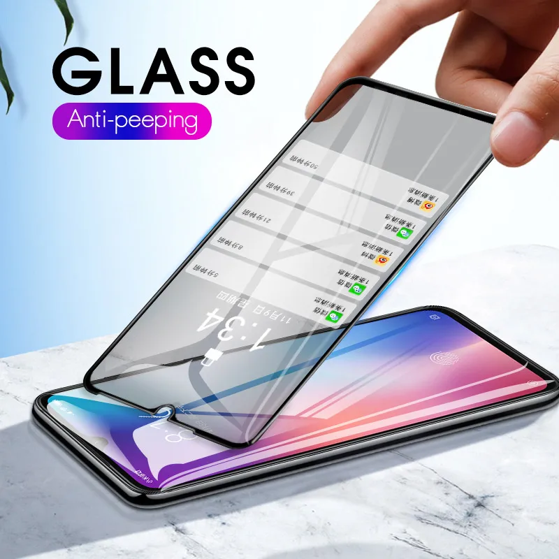 Full Cover Anti-Spy Tempered Glass For Xiaomi Redmi Note 7 Pro Mi 9 SE 9T Pro 8 Lite Mi A3 A2 K20 Pro Privacy Screen Protector