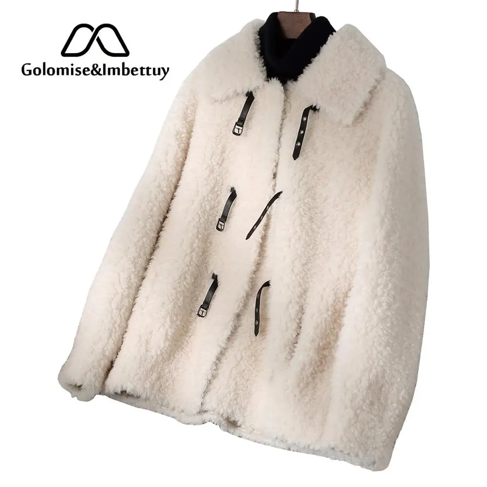

Golomise&Imbettuy Women Fashion Winter Real/Genuine Composite Lamb/Wool Fur Shearling Jacket/Coat with Faux Suede Leather Lining
