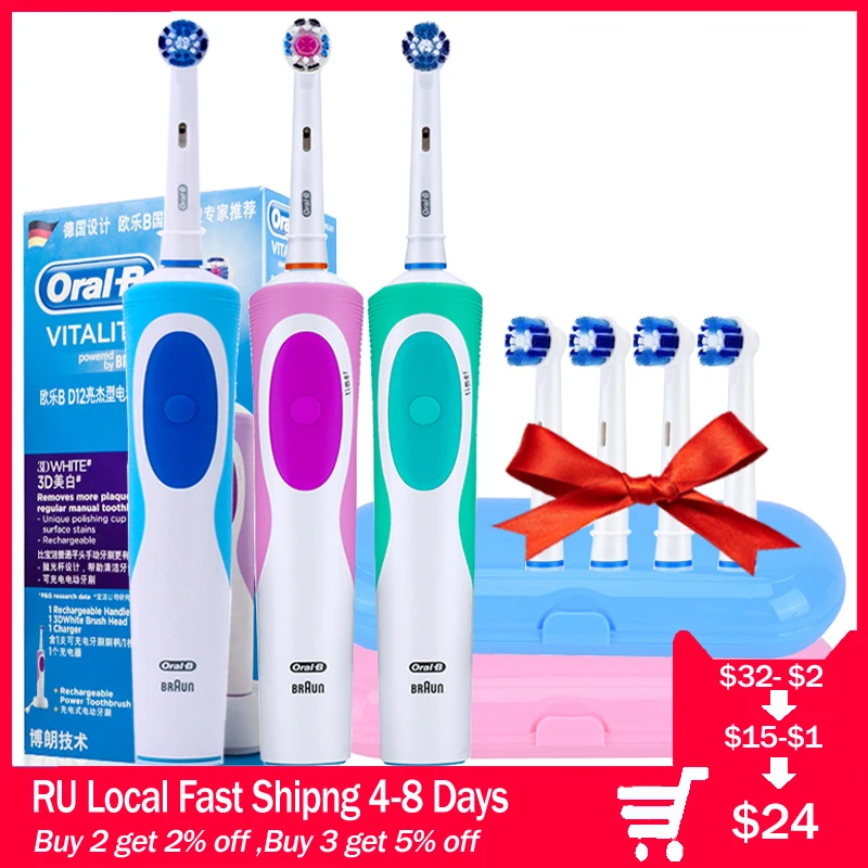 Buena Compra Oral B Vitality-cepillo de dientes eléctrico giratorio, recargable, inteligente, cabeza reemplazable, para blanqueamiento dental, el mejor regalo QLXB6gWo1