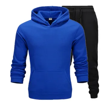 

New Sell Men Sportswear Men Autumn Winter Warm Casual Sweatshirt Set Hooded Pullover+ Sweatpants Casual Two-Piece Suit