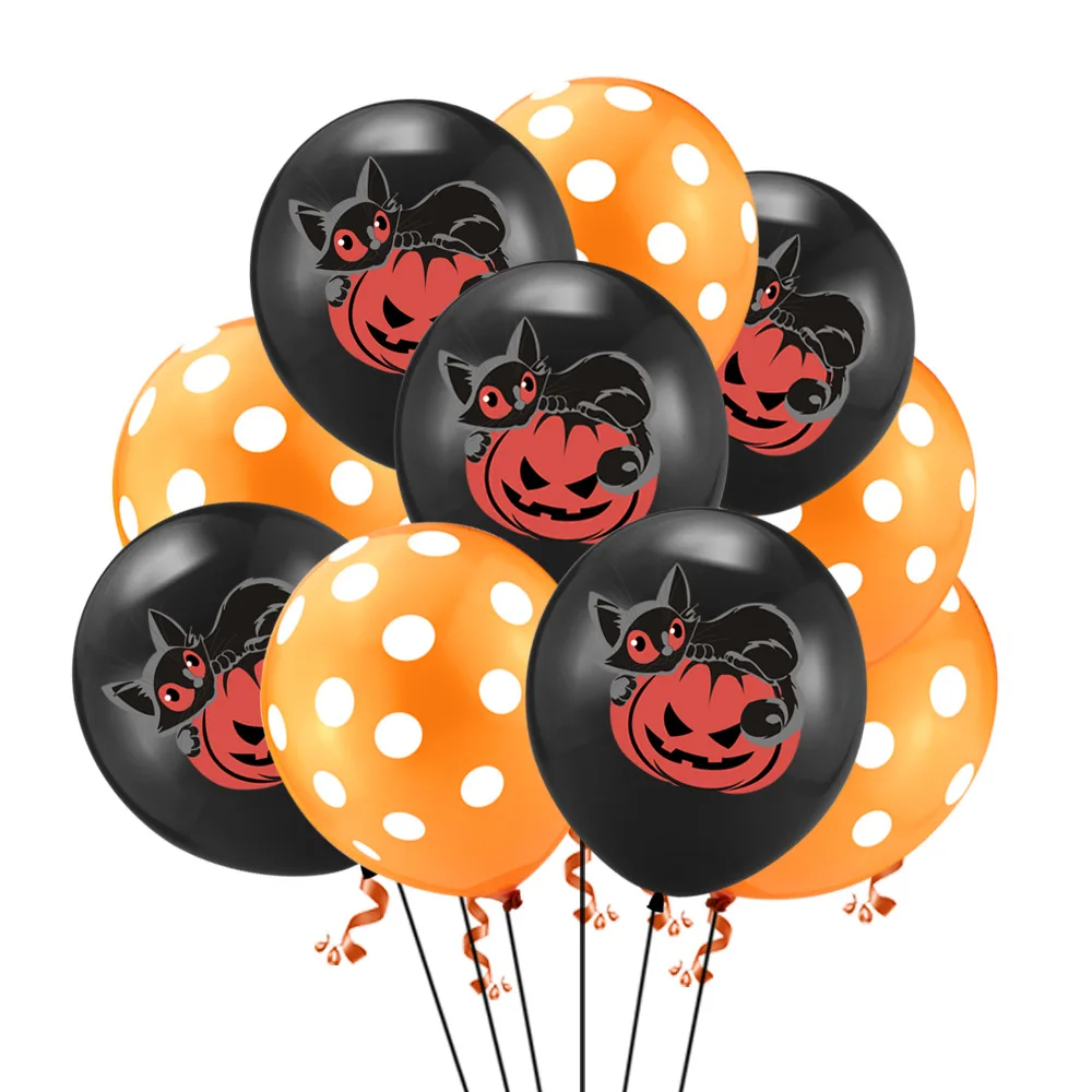 

10pcs/lot 12 inch Latex Halloween Pumpkin Balloon Party Balloons Black Orange Kids Toys Decoration Supplies Orange Black Balloon