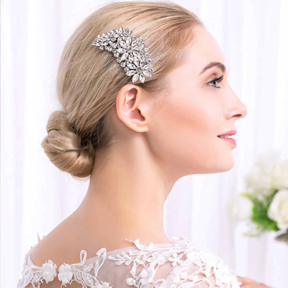 Для женщин с украшением в виде кристаллов сплав стразы головной убор, украшения для волос женские красивые расчески для волос свадебный головной убор повязка на голову аксессуары Новая мода