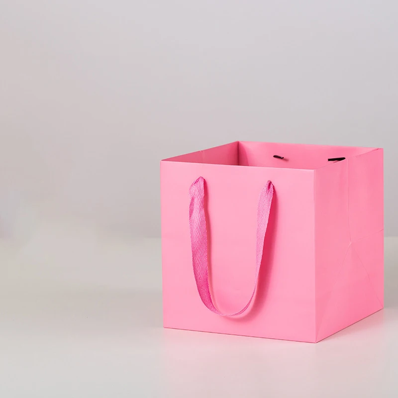 Square Paper Organizer Bag Flowers Handbag Stock Gift Bag Takeout Gift Cake Handbag Stock Gift Bag Paper Container Christmas