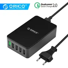 5 Порт Быстрое Зарядное Устройство, ORICO QSE-5U QC2.0 Зарядное 5V2. 4A/9V2A/12V1. 5A Настольный USB зарядное устройство для Почти Смартфонов ЕС/США Plug Черный