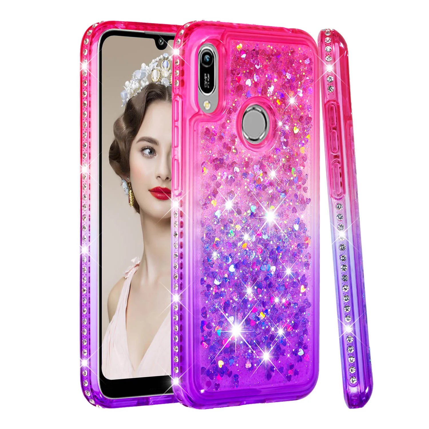 

Gradient Quicksand Glitter Bling Case Huawei Honor 7A 8A 10i 10 Lite with Ring Holder Cover for Huawei Enjoy 9 9S 7S 8E Fundas