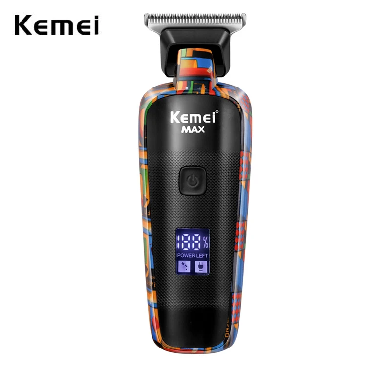 Kemei Multifunctional Electric Hair Clipper Household Hair Trimmer Printing Graffiti Razor Type-C USB Rechargeable Barber Shop