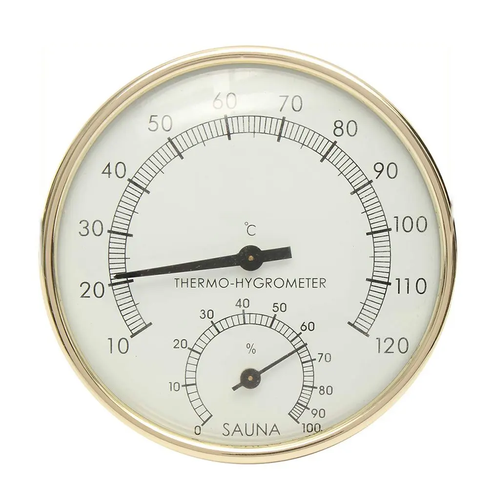 

Sauna Thermometer Metal Dial Hygrometer Humidity Temperature Measurement Meter Indoor Room Accessory