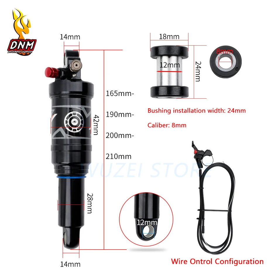 US $87.12 DNM AOY38RC MTB Bicycle Rear Shock 165190200210mm Wire ontrolHand Control Downhill Bike Coil Rear Shock AOY36RC Shocks