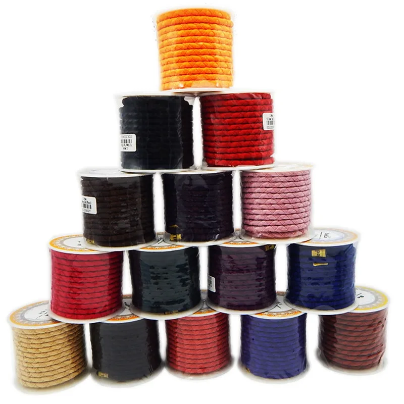 

Leather Cords for Jewelry Making Diy Bracelet Necklace Accessories 4mm Braided Leather Rope Supplies Finding Wholesale Lots Bulk