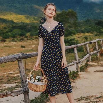 

TRURXUYE Women Summer short-sleeve Dresses flower print