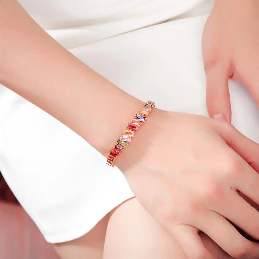 Брендовые модные ювелирные изделия, новые трендовые ювелирные изделия из кубического циркония, золотой браслет, женские браслеты, красочные CZ цветы/Сердце/капля дизайна