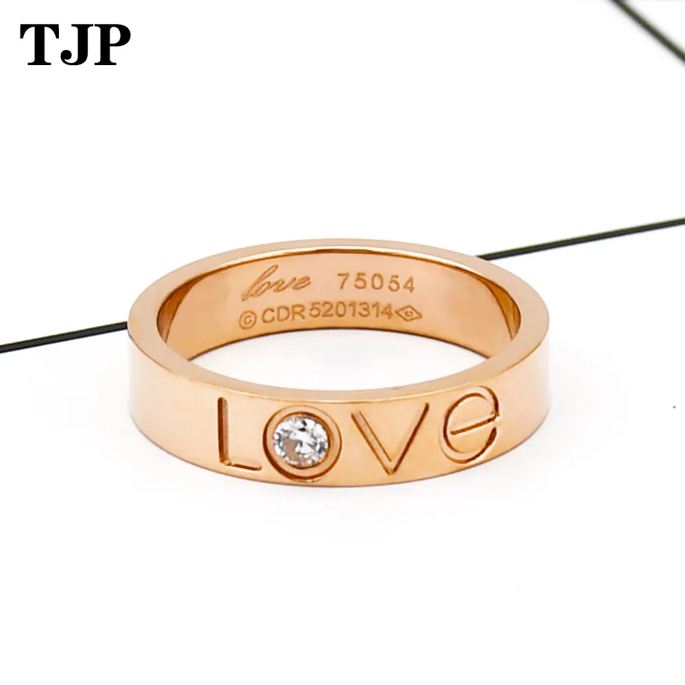 

2019 Titanium Steel Fashion Classic Luxury Famous Brand Letter "LOVE" Wedding Love Ring For Women/Men Rose Gold Lovers Jewelry