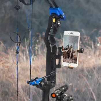

Archery mobile phone bracket 360 degree rotating compound bow and recurve bow spring clip bracket shooting entertainment