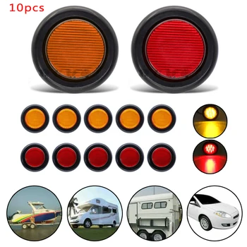 

10pc Side marker lights Red Amber Side Marker Clearance LED Lights 2inch