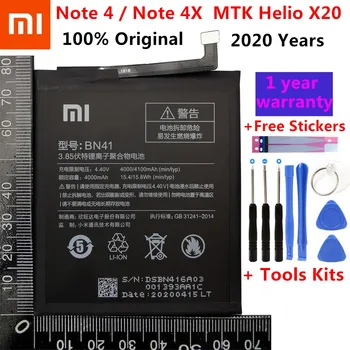 

2020 New 100% For Xiao Mi BN41 Battery For Xiaomi Redmi Note 4 / X4 4000mAh Original Mobile Phone Batteries+Free Tools