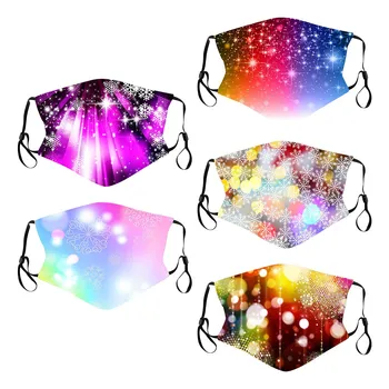 

1/5/10pc Bling Colorful Face-patch Adult Christmas M-a-s-k Design Fashion New Year Christmas Decoration Washable Reusable Cloth
