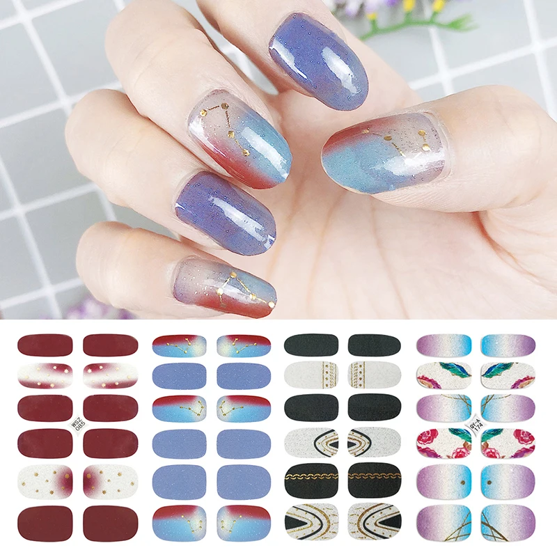 

1 Sheet Nail Wraps Mixed Patterns Full Cover Adhesive Transfer Stickers DIY for Nail Art Decoration Design 10 Patterns