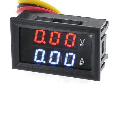 

LED Red Blue Dual Display Digital Current Voltage Meter DC3.5-30V 10A