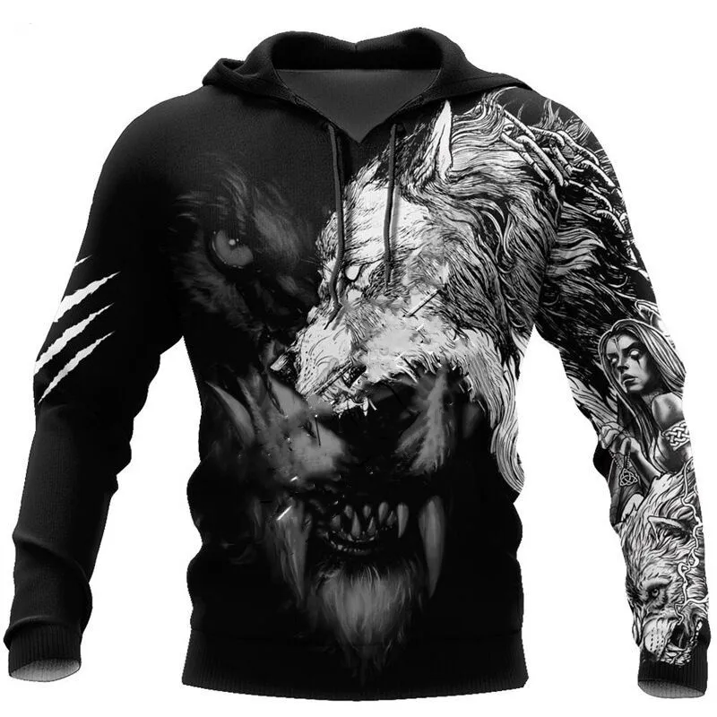 Men's Lion & Tiger 3D Printed Hoodie - Unisex Zip-Up Sweatshirt, Casual Pullover With Bold Animal Graphics