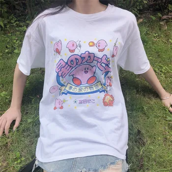 

Harajuku Ullzang Kawaii Kirby Star T Shirt Women Short Sleeve T-shirt Japan Anime Game Tops Female Fashion Tees Casual Shirts
