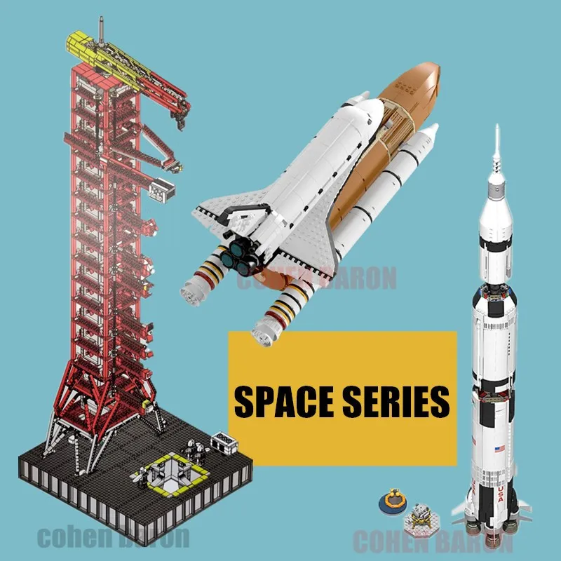 

SPACE Shuttle Apollo Rocket Saturn-V Launch Umbilical Tower Fit Legoings Technic Building Blocks Bricks for 21309 10231 Gift Kid