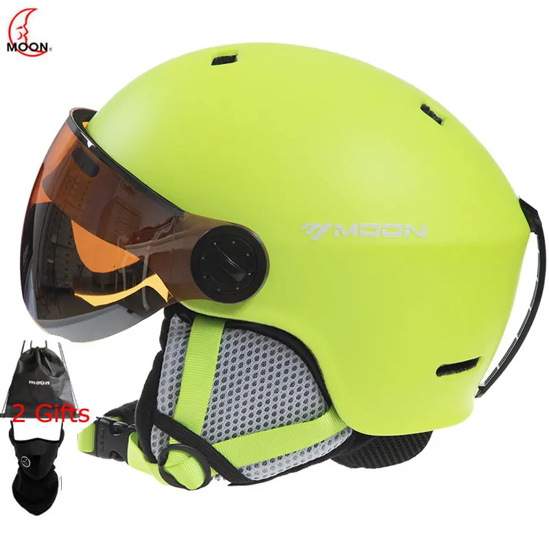 MOON Skiing Helmet with Goggles Integrally Molded PC+EPS High Quality