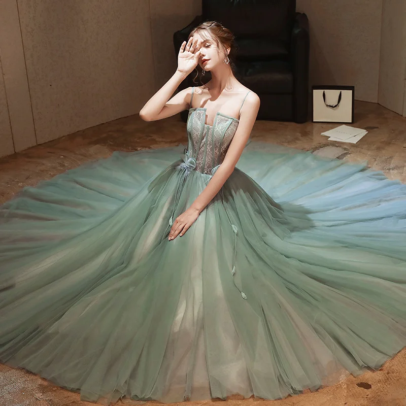 SSYFashion, свежий светильник, зеленое вечернее платье, спагетти ремень, без рукавов, длина до пола, длинное, выпускное, официальное платье, Vestido De Noche
