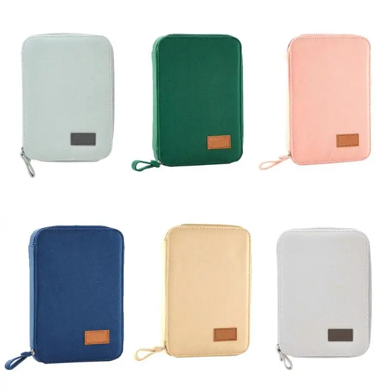 Simple Style Canvas Solid Color Double Layer Large Capacity Pencil Case Kids School Stationery Bag Package