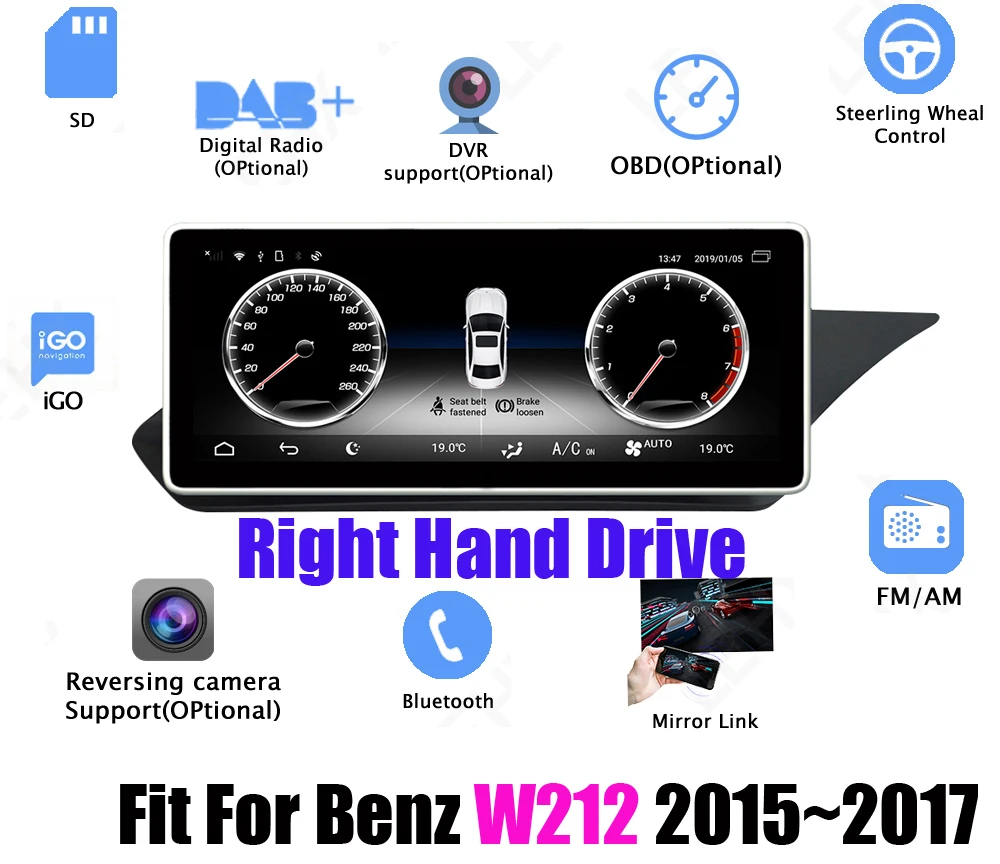 Clearance Liislee Android 7.1 For Benz W212 2015~2017 RHD Right Hand Drive RHD Stereo Carplay Screen Wifi Map GPS Navigation Media System 11