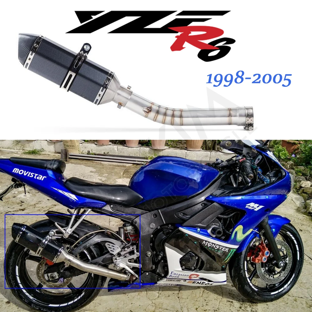Глушитель выхлопной трубы мотоцикла средний передний Lik Slip On для Yamaha YZF 600 R6 1998 до