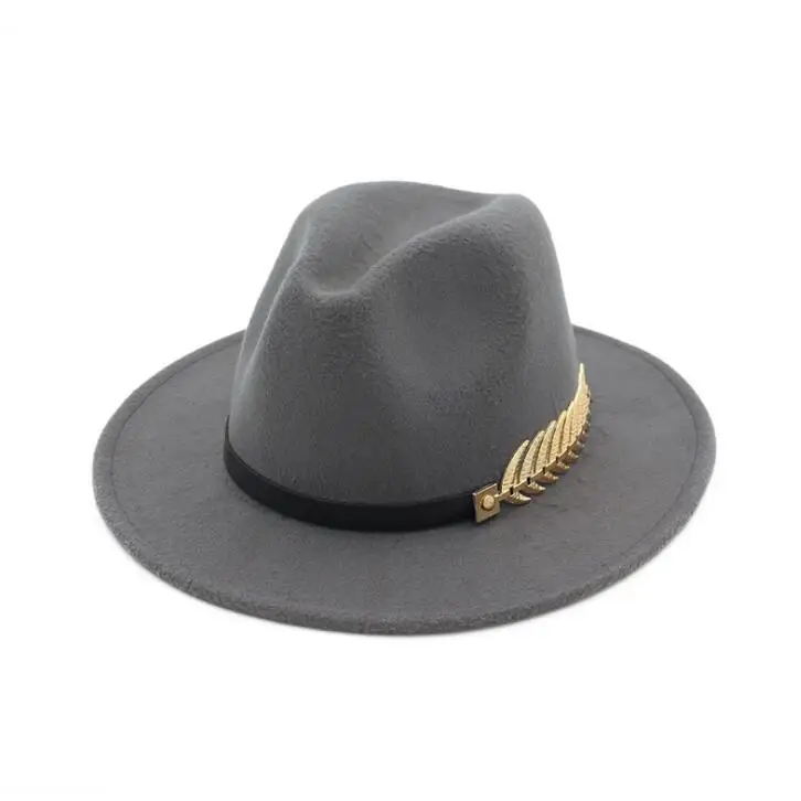 Шляпа Fedora, модная женская элегантная Зимняя шерстяная фетровая шляпа, широкополая британская Шляпа Fedora, винтажная джазовая шляпа H3 - Цвет: grey