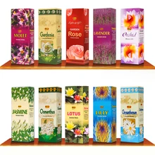 Цветочная индийская палочка благовония 16 запахов натуральные индийские ароматические палочки Жасмин лотос белый шалфей благовония s может поместиться деревянная горелка