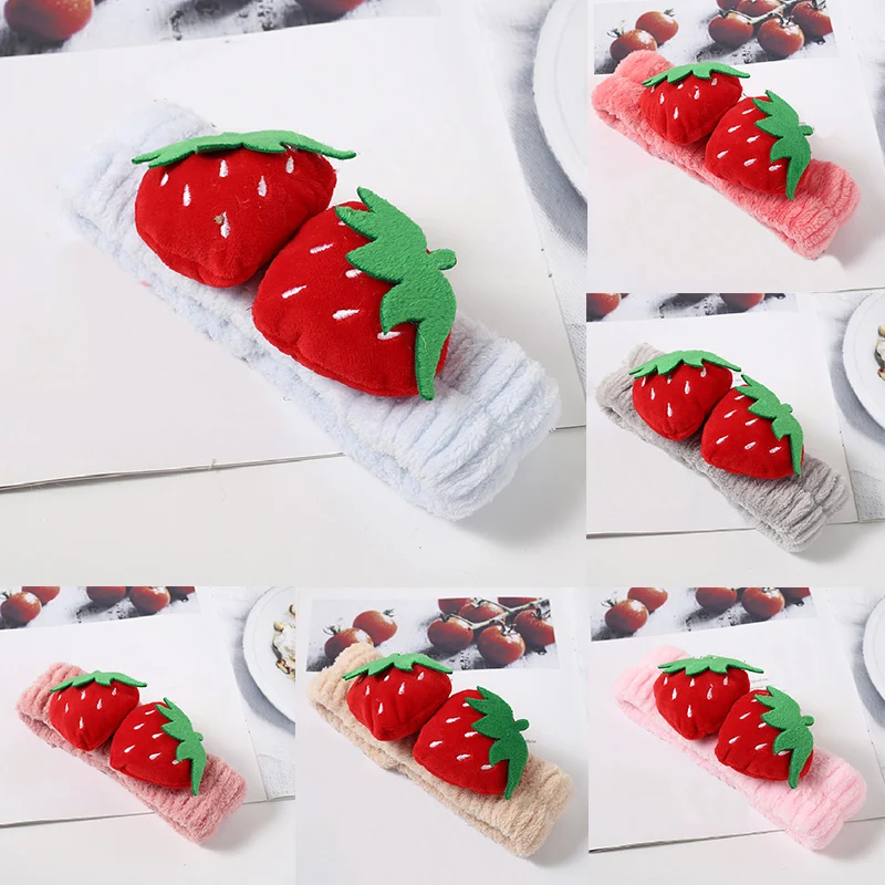 3D Клубничная повязка на голову с фруктами мягкие бархатные спа-повязки для волос